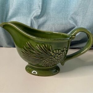 Green Ceramic Bakeware with Pine Cone Design